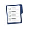 Blue folder with checklist isolated vector on white background. Blue vector folder with document. Vector assessment template