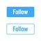 Blue follow icon. Bright vector outline button. Internet symbol advertising, online blog and join