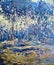 Blue forest nice brush work acrylic oil painting