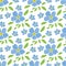 Blue Forget-Me-Not floral seamless pattern background. Beautiful backdrop of painterly watercolor effect groups of