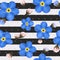 Blue forget me not flowers on the striped background. seamless pattern with summer flowers.