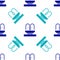 Blue Fountain icon isolated seamless pattern on white background. Vector