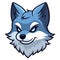 Blue fox head mascot, Fox Head icon, Fox logo, animal head minimalistic hand drawn line art