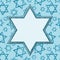 Blue frame with illustration of Star of David pattern background