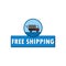 Blue Free Shipping sign, button, icon