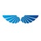 Blue freedom Wings emblem. Heraldic Coat of Arms decorative logo