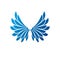 Blue freedom Wings emblem. Heraldic Coat of Arms decorative logo