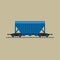 Blue freight rail wagon for bulk materials.