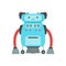 Blue Friendly Android Robot Character With Hair Vector Cartoon Illustration