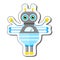 Blue Friendly Cartoon Bee Robot Character.