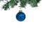 Blue frosted Christmas ornament with branches isolated