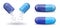 Blue full medical capsules pill capsule with filling vector