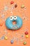 Blue funny surprised donut