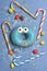 Blue funny surprised donut