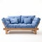 Blue Futon Sofa With Tetsuya Ishida Style - High Quality Isolated White Background