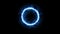 Blue futuristic glowing flame circle motion on black screen.