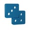 Blue Game dice icon isolated on transparent background. Casino gambling.