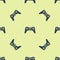 Blue Gamepad icon isolated seamless pattern on yellow background. Game controller. Vector Illustration