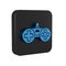 Blue Gamepad icon isolated on transparent background. Game controller. Black square button.