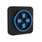 Blue Gamepad icon isolated on transparent background. Game controller. Black square button.