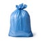 Blue garbage bag isolated on white background