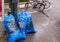 Blue garbage bags in Basel