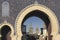 The blue gate in Fes, Morocco. Typical african and moroccan gate. World heritage