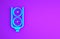 Blue Gauge scale icon isolated on purple background. Satisfaction, temperature, manometer, risk, rating, performance, speed