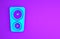 Blue Gauge scale icon isolated on purple background. Satisfaction, temperature, manometer, risk, rating, performance, speed
