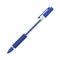 Blue gel pen with rubber grip and cap