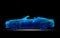 Blue generic unbranded wireframe sport car in the dark