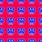 Blue Genetic engineering modification on laptop icon isolated seamless pattern on red background. DNA analysis, genetics