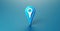 Blue geolocation marker on the map in 3D style. Navigation system. Pin