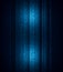 Blue geometric background with blue vertical curved lines and two light beams on black background. Print. Convex stripes
