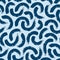 Blue geometric lines seamless pattern. Wavy squiggle brush strokes texture background