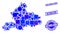 Blue Geometric Mosaic Gelderland Province Map and Seals
