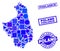 Blue Geometric Mosaic Podlaskie Voivodeship Map and Stamps