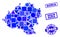 Blue Geometric Mosaic Soria Province Map and Seals