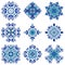 Blue geometric seamless pattern tiled design in oriental Islamic style mosaic