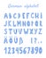 Blue German alphabet in scandinavian style on white background. Cute letters for your design.