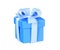 Blue gift box with ribbon and bow 3d render illustration