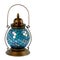 Blue Glass and Bronze Lantern