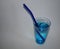 Blue glass cup with blue drinking straw with water, zero waste, on white background