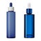 Blue glass serum dropper bottle, clear container