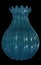 Blue glass vase, isolated, black background. 3D render. Vertical pattern.