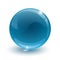 Blue glassy ball on white background