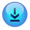 Blue glassy crystal round download icon symbol button