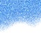 Blue glitter texture border over white background