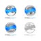 Blue Global logo with ring sphere and digital world motion vector logo design