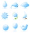 Blue glossy nature icons